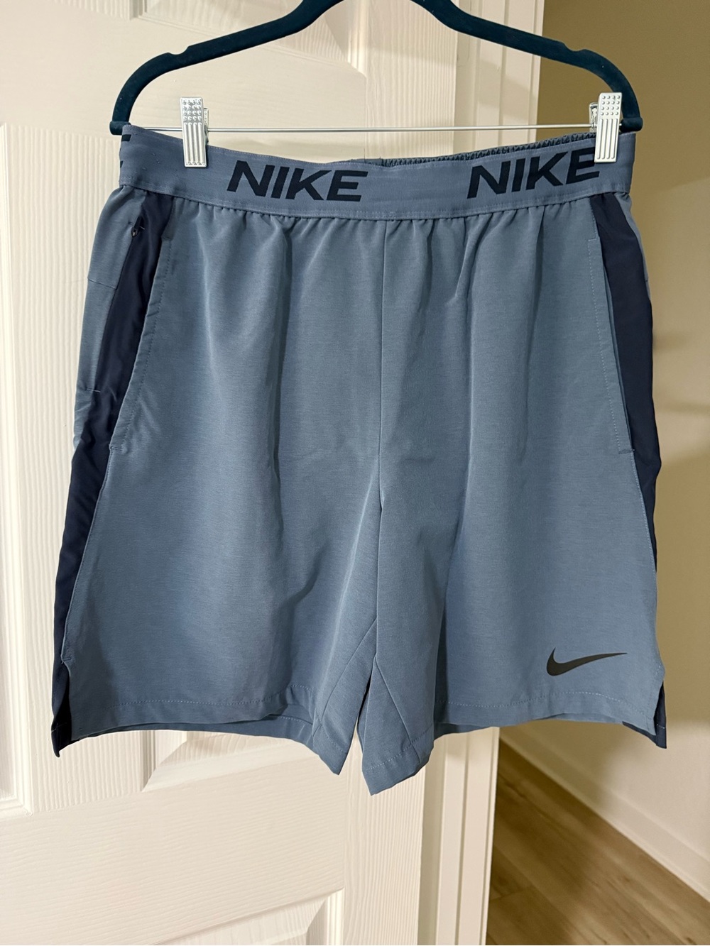 Nike Men's Slate Blue Athletic Shorts with Navy Panels